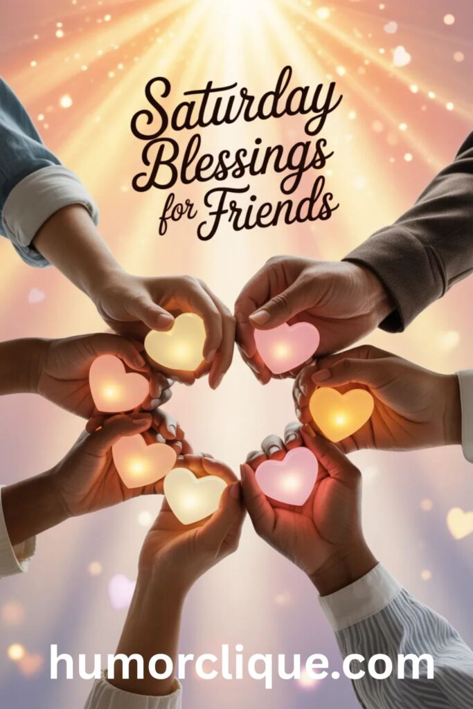 "A joyful Saturday morning garden scene with vibrant sunflowers, pink roses, and golden sunlight on a rustic table, perfectly representing happy Saturday blessings and uplifting weekend wishes."