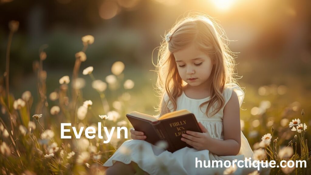 Young girl named Evelyn reading children's Bible in sunlit garden with golden light representing the biblical meaning of life and radiant light