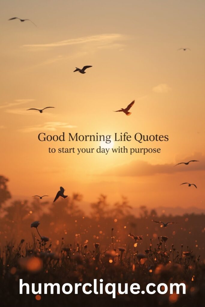 Deep meaningful good morning life quotes with peaceful sunrise and purposeful morning light