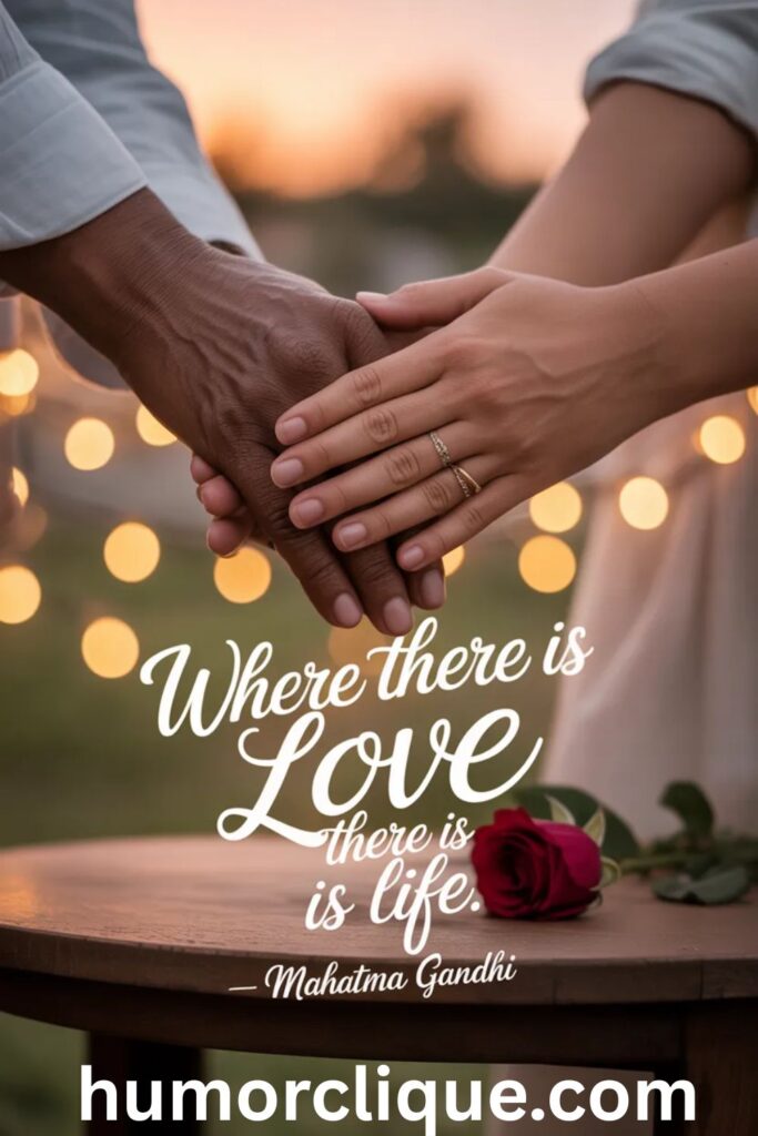 
"Two hands gently holding each other in warm Friday evening golden light with bokeh and sunset glow, featuring inspirational quote about love and blessings for loved ones"