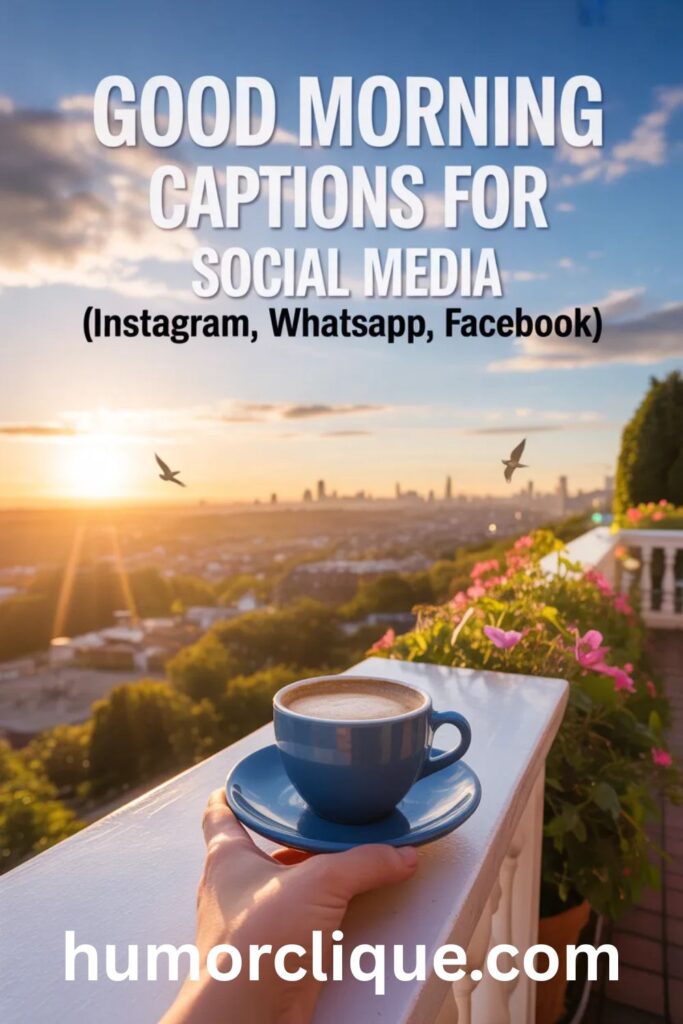 Good morning captions for social media with bright sunrise and cheerful morning vibes
