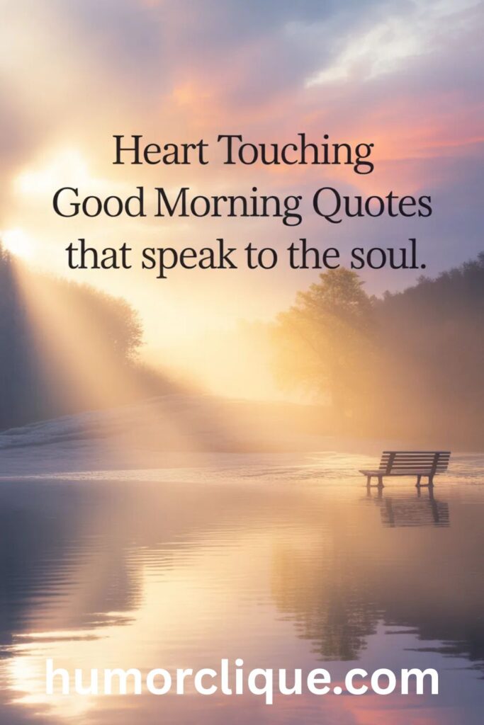 Heart touching good morning quotes with soft sunrise speaking to the soul