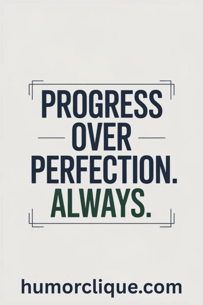 Minimalist Tuesday motivation quote about progress over perfection