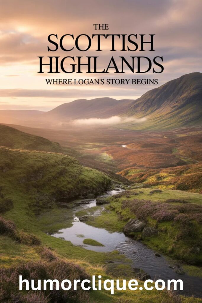 
Scottish Highland valley landscape showing a protected hollow with a stream, representing the Gaelic meaning of the name Logan