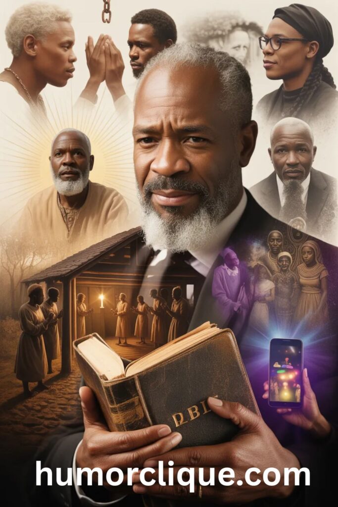 African American spiritual history from West African traditions through slavery to modern faith showing generations connected through prayer and blessings
