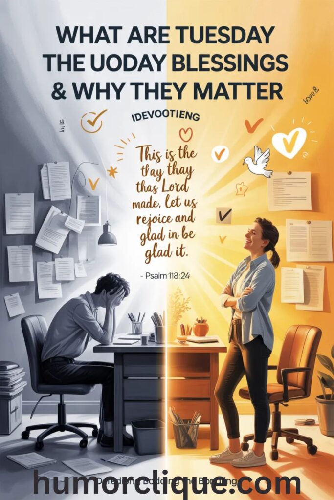 What are Tuesday blessings and why they matter - educational image with Psalm 118:24 and productivity transformation visual