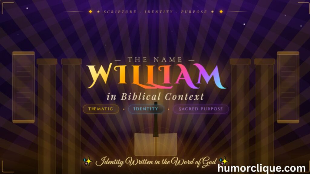 William in Biblical context showing thematic identity — a worshipper in divine golden light inside an ancient Hebrew temple with open Bible and scripture scrolls, representing the sacred biblical thematic identity of the name William